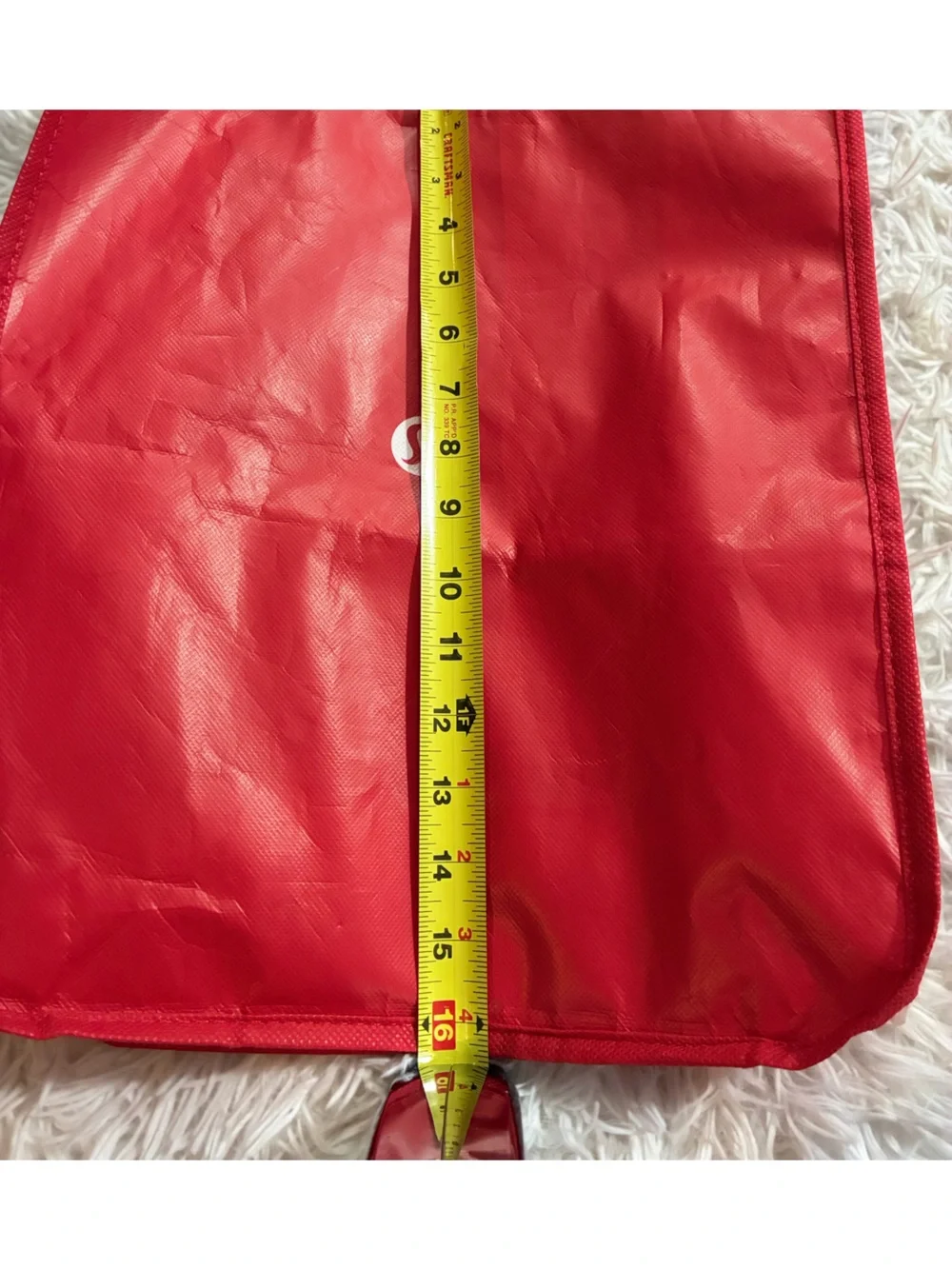 Lululemon Reusable Shopping Grocery Tote Lunch Gym Yoga Bag Red White Logo 16x14